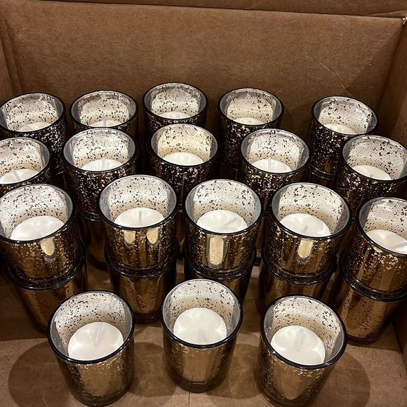 33 unused gold mercury glass votive candle holders with candles - Picture 1 of 4